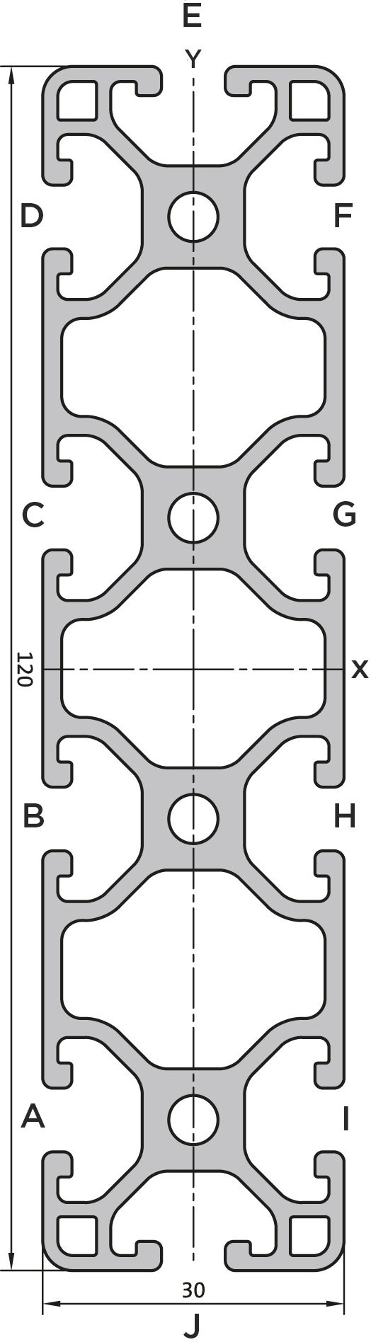 Aluminium profile 30x120 L