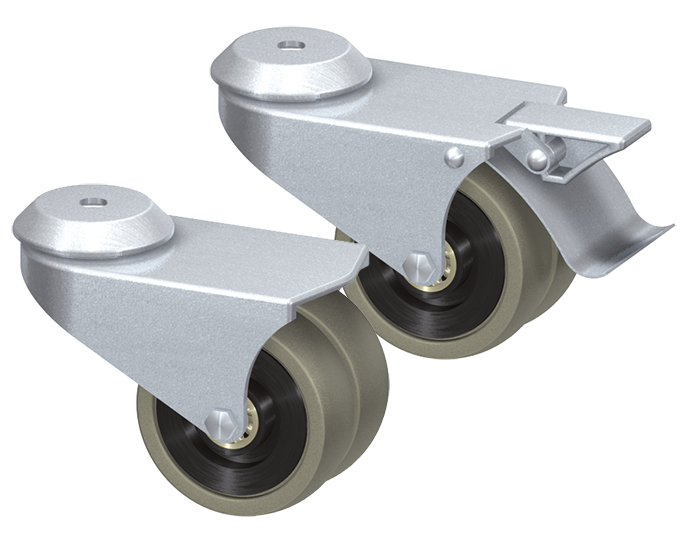 Double Castors Ø 75, rubber