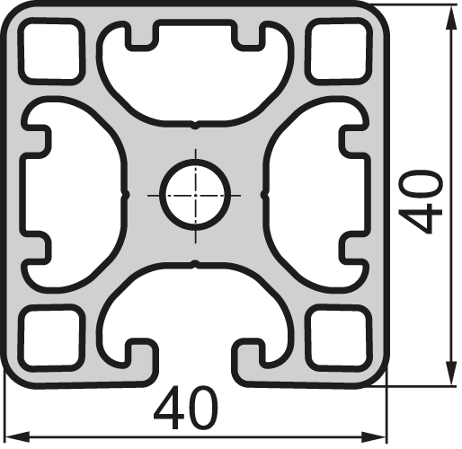 Aluminium profile Closed 40x40 1N Semi