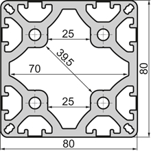 Tear-Off Aluminium profile 80x80 0/8N
