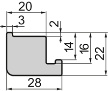 Clamp Aluminium profile 22x28