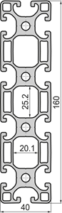 Aluminium profile 40x160 Semi