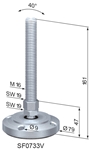 Adjustable Feet Ø 79 with anti-vibration pad and fixing holes 