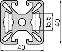 Aluminium profile Closed 40x40 2N 180°