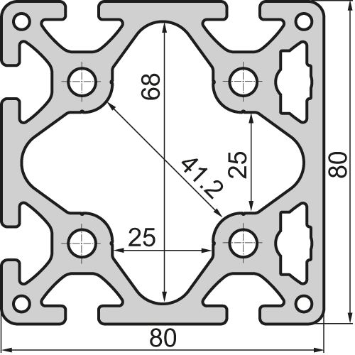 Aluminium profile Closed 80x80 6N