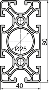 Aluminium profile 40x80 Superlight