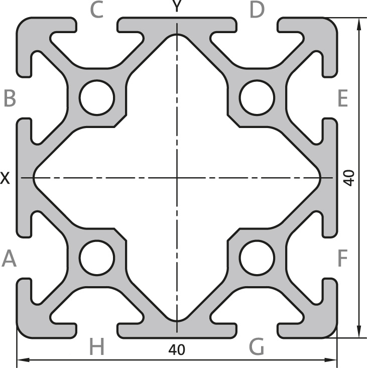 Aluminium profile 40x40