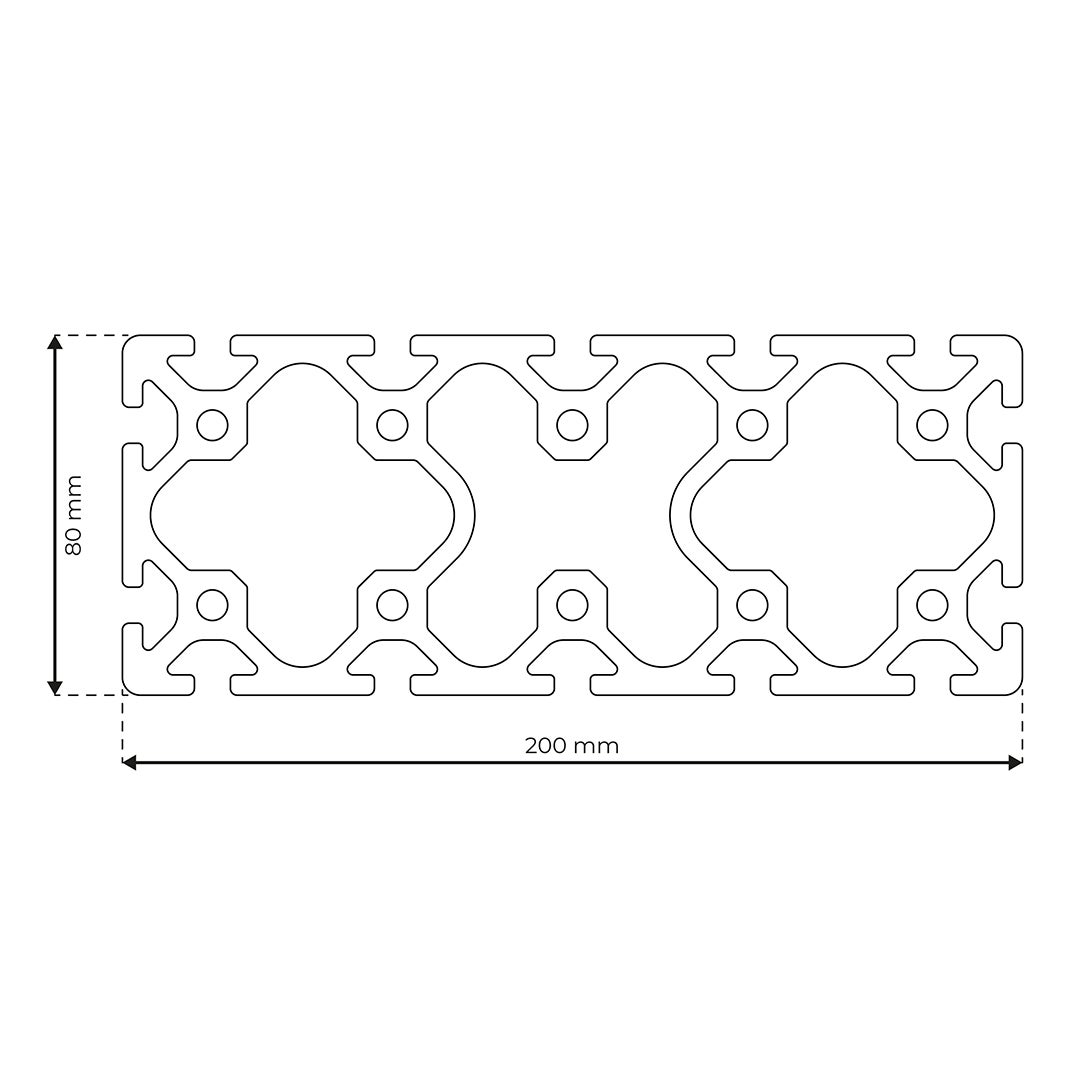 RP1091 aluminium profile 8 200x80 Normal