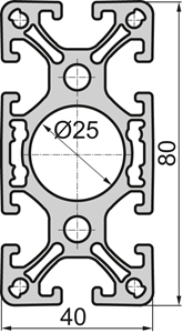 Aluminium profile 40x80 Double Bridge