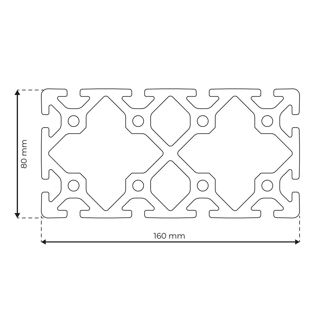 RP1090 aluminium profile 8 160x80 Normal