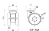 Swivel castor with total lock, plate fitting