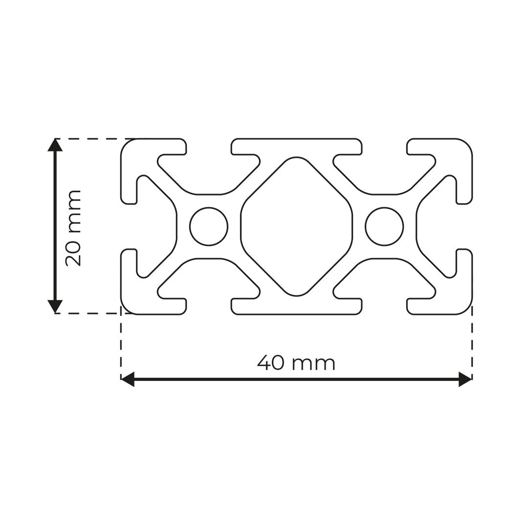 RP4040 aluminium profile 5 20x40 Normal