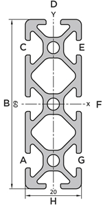 Aluminium profile 20x60