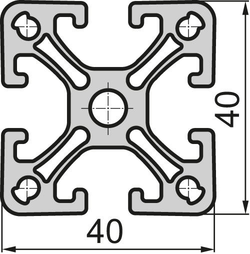 Aluminium profile 40x40 Double Bridge