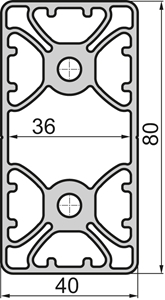 Aluminium profile Closed 40x80