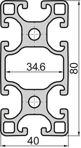 Aluminium profile 40x80 Semi