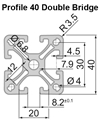 Aluminium profile 40 Double Bridge Measurements