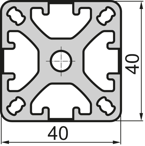 Tear-Off Aluminium profile 40x40 0/4N