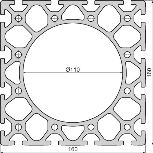 Aluminium profile 160x160