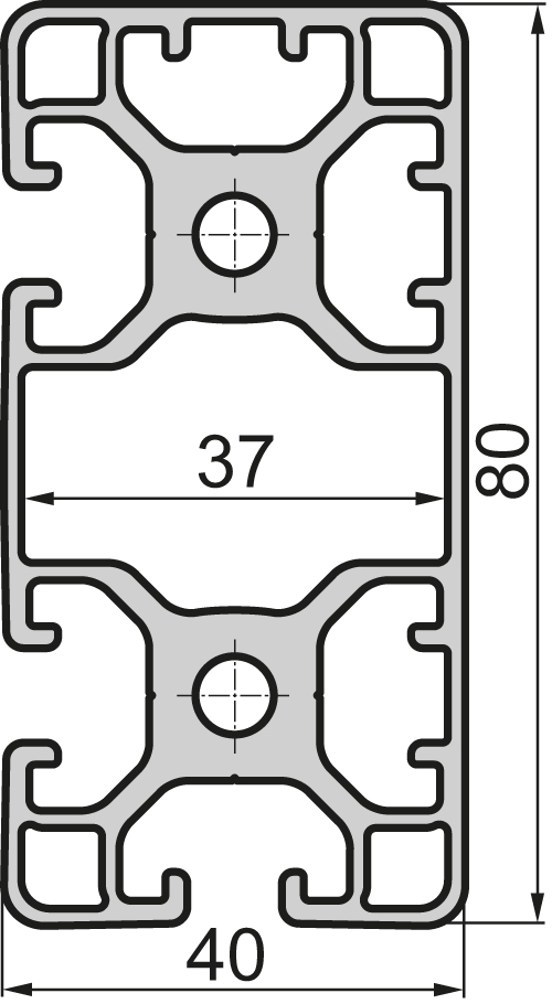 Aluminium profile Closed 40x80 3N 90° Light