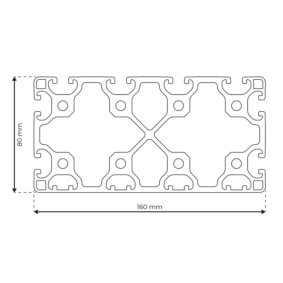 RP1396 aluminium profile 8 160x80 Light