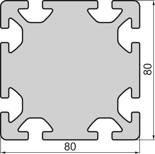 Aluminium profile 80x80 Filled