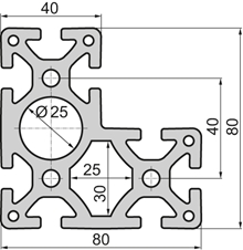 Angle Aluminium profile 40x80/80