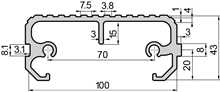 Step Aluminium profile 43x100