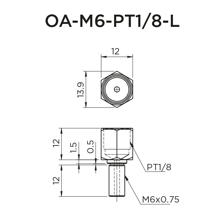 Straight Adapter OA-M6-PT1/8-L