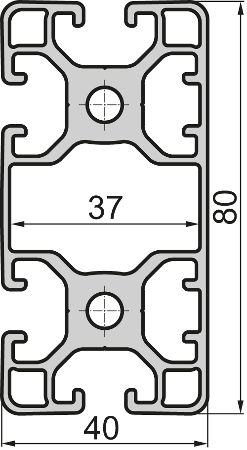 Aluminium profile Closed 40x80 4N 270° Light